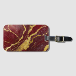 Red Marble Mönster med Guld Bagagebricka