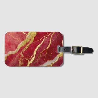 Red Marble Mönster med Guld Bagagebricka