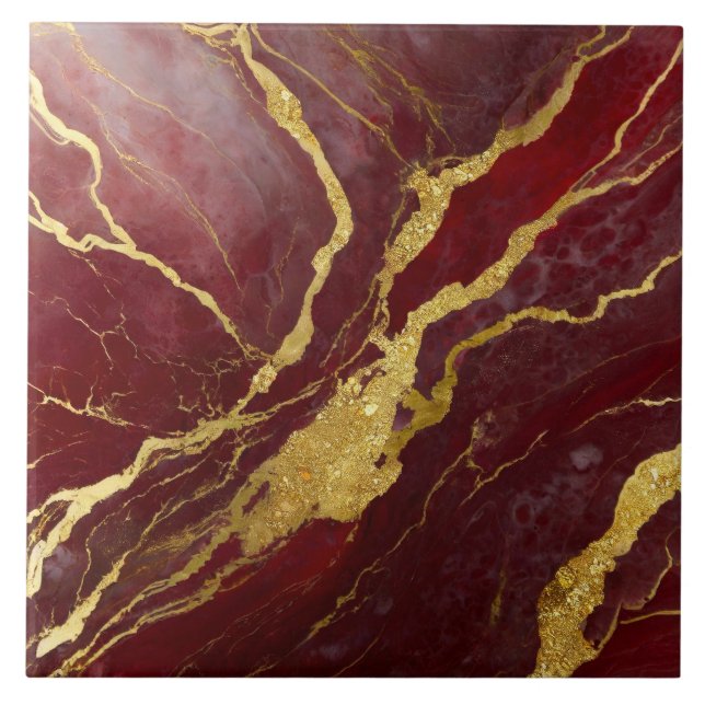Red Marble Mönster med Guld Kakelplatta (Framsidan)