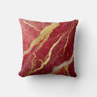 Red Marble Mönster med Guld Kudde