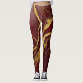 Red Marble Mönster med Guld Leggings