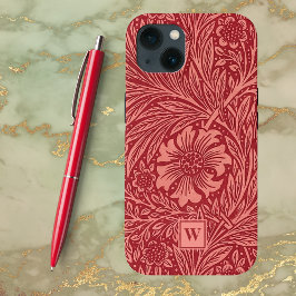 Red Marigold Blommigt av William Morris med Initia