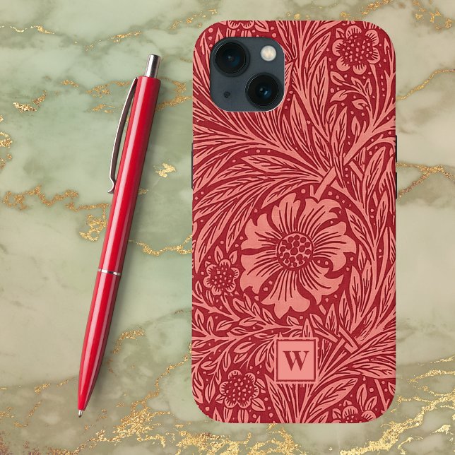 Red Marigold Blommigt av William Morris med Initia (Skapare uppladdad)