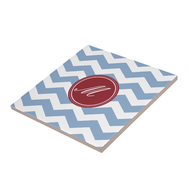 Red & Maroon Chevron med Monogram Tiles Kakelplatta (Sidan)