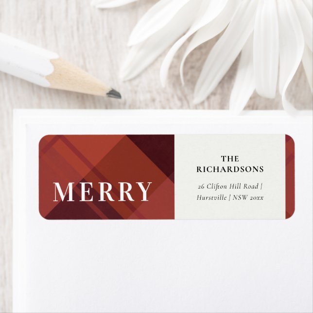 Red Maroon Marsala Play God jul Adress Returadress Etikett (Insitu)