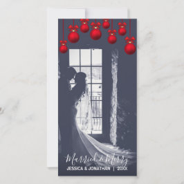 Red MARRIED & MERRY Första jul | Lägg till bild Julkort