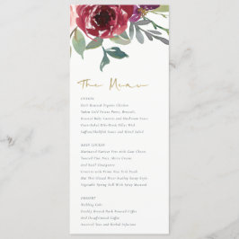 RED MARSALA  RO-VATTERCOLOR BLOMMIGT BRÖLLOP MENY