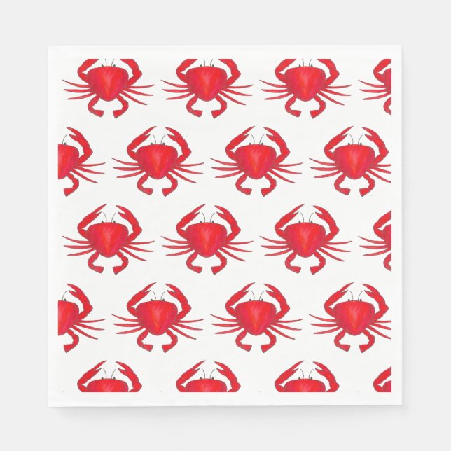 Red Maryland Hard Snäcka Crab Beach Ocean Seafood Pappersservett (Framsidan)