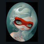 Red Mask ART PRINT Rococo Lowbrow Art Poster<br><div class="desc">En biet som jag gjorde för en temagruppvisning i Seattle 8 och Sand Gallery kallad "Red" - den här älsklingsflickan har en röd maskerad (av ansiktsmak, att döma av den bit hon lämnats på hennes finger!). Det här är min egen ursprungliga akrylmålning, originalet har sålts, men det finns utskrifter, kanvaser...</div>