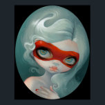 Red Mask ART PRINT Rococo Lowbrow Art Poster<br><div class="desc">En biet som jag gjorde för en temagruppvisning i Seattle 8 och Sand Gallery kallad "Red" - den här älsklingsflickan har en röd maskerad (av ansiktsmak, att döma av den bit hon lämnats på hennes finger!). Det här är min egen ursprungliga akrylmålning, originalet har sålts, men det finns utskrifter, kanvaser...</div>