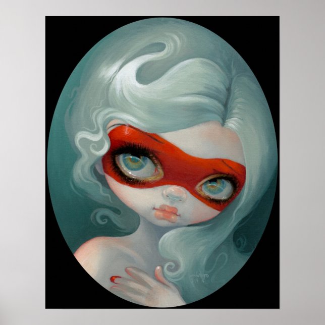 Red Mask ART PRINT Rococo Lowbrow Art Poster (Framsidan)