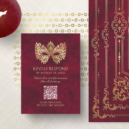 Red Masqueramask Quinceanera QR-OSA Tilläggskort