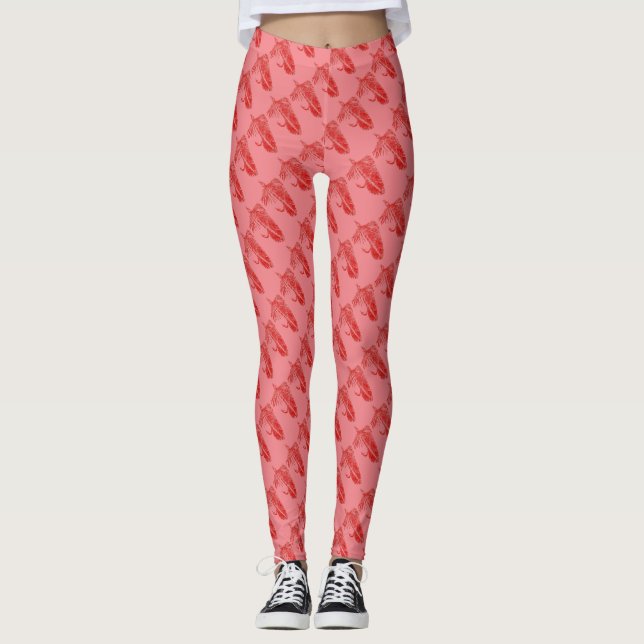 Red Matuka strömmare flygfiske, flugverk Leggings (Framsida)