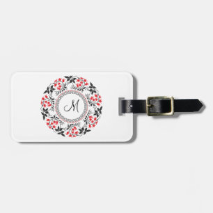Red May lily ring Personlig Monogram Initial Bagagebricka