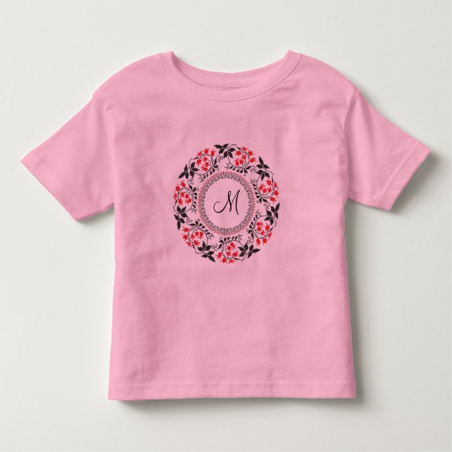 Red May lily ring Personlig Monogram Initial T Shirt (Framsida)