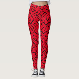 Red Meander Mönster | Modern maze Leggings