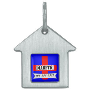 Red Medic Alert Diabetic Pet Namn Template Pet ID-bricka Husdjur