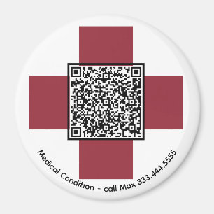 *~* Red Medical Alert ICE QR AP38 Kor Magnet