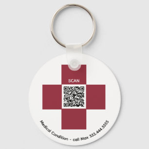 *~* Red Medical Alert ICE QR AP38 Kor Nyckelring