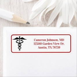 Red Medical Caduceus Doktor Returadress Returadress Etikett