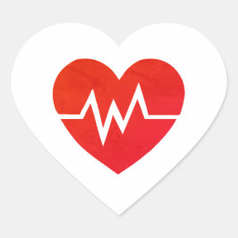 Red Medical EKG Heart Stickers Hjärtformat Klistermärke