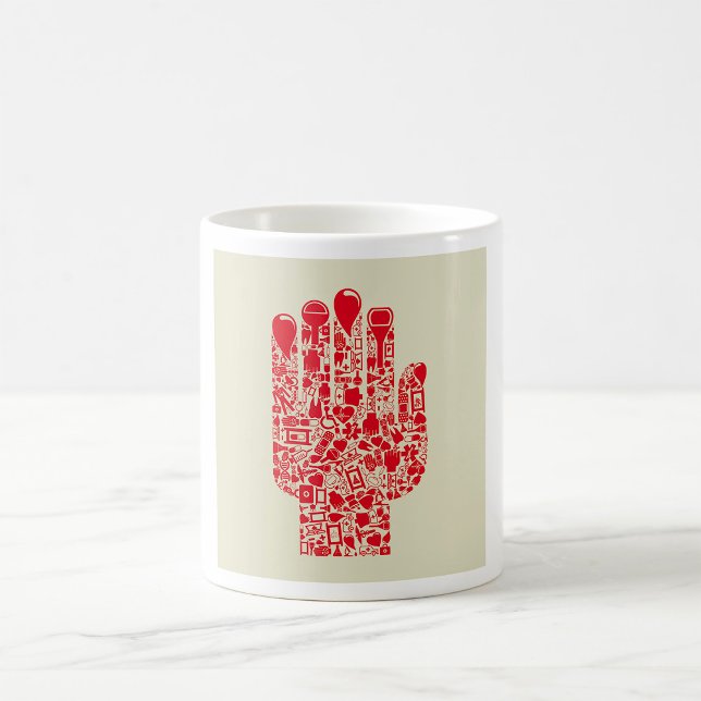 Red Medical Hand Symbol Healthcare Kaffemugg (Skapare uppladdad)