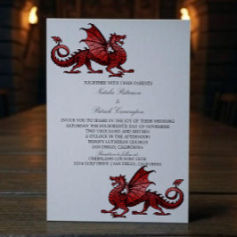 Red Medieval Dragon bröllopsinbjudan Inbjudningar