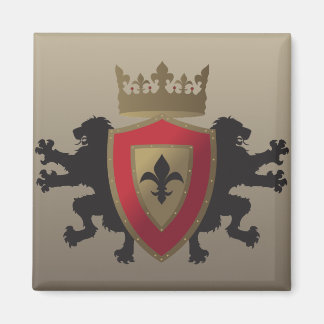 Red Medieval Lejon Heraldry Magnet