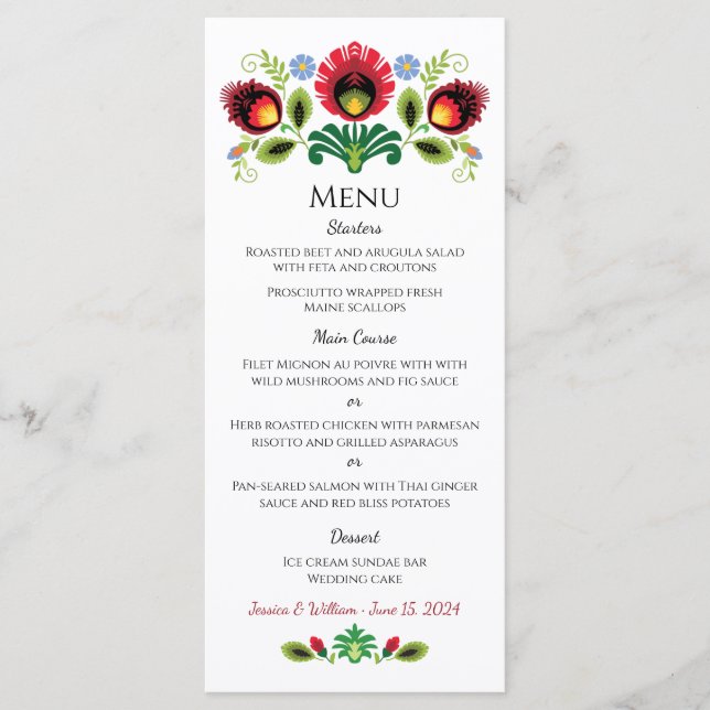 Red Menu för polska folkblommor Meny (Framsida)