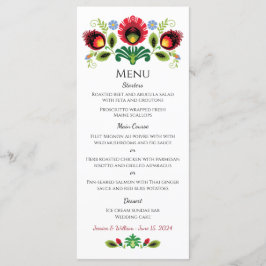 Red Menu för polska folkblommor Meny