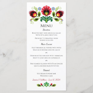 Red Menu för polska folkblommor Meny