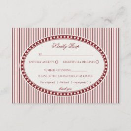 Red Merlot Striped Harlequin Pattern Wedding RSVP Tilläggskort