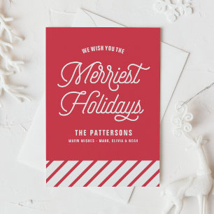 Red Merriest Helgdagars Retro Typography-jul Helgkort