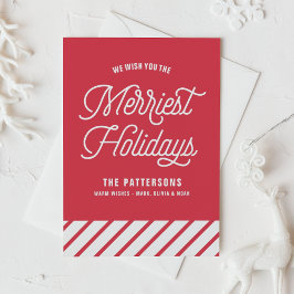 Red Merriest Helgdagars Retro Typography-jul Helgkort