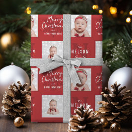 Red Merry Christmas Calligraphy Family 2 photo Presentpapper