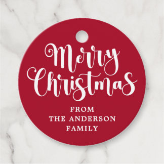 Red Merry Christmas name message gift hang tags Gåvor Etiketter