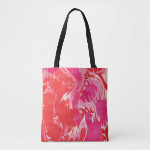 Red Merry Marble Tote Bag Tygkasse
