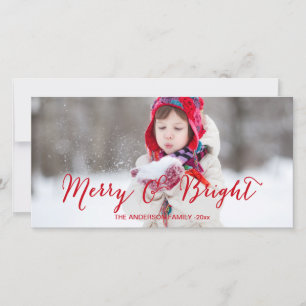 Red Merry och Bright Modern Helgdag-fotokort Julkort