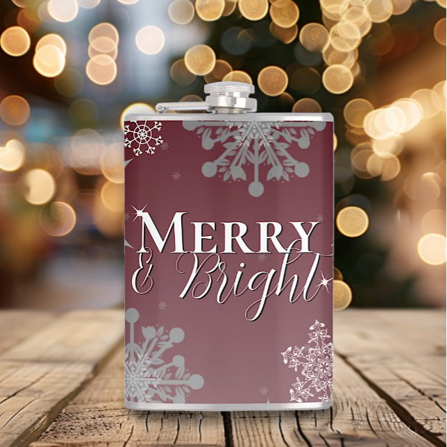 Red Merry och Bright Snöflingor jul Fickplunta (Red Merry and Bright Snowflakes Christmas Flask)