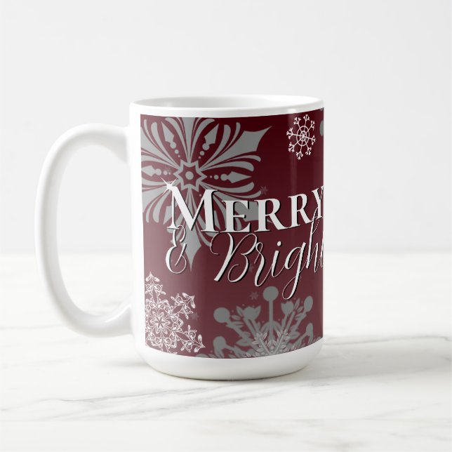 Red Merry och Bright Snöflingor jul Kaffemugg (Vänster)