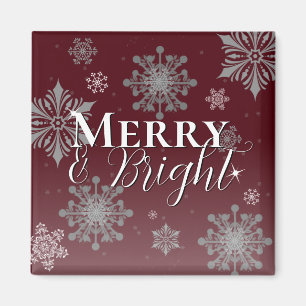 Red Merry och Bright Snöflingor jul Magnet