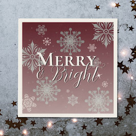 Red Merry och Bright Snöflingor jul Pappersservett