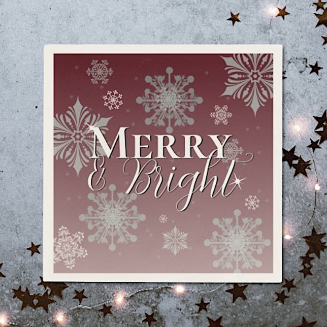 Red Merry och Bright Snöflingor jul Pappersservett (Red Merry and Bright Snowflakes Christmas Napkins)