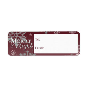 Red Merry och Bright Snöflingor to och from Returadress Etikett