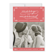 Red Merry och Married Newlyed Helgdag Photo Card