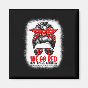 Red Messy Bun Women in Februari - Heart Disease Aw Magnet