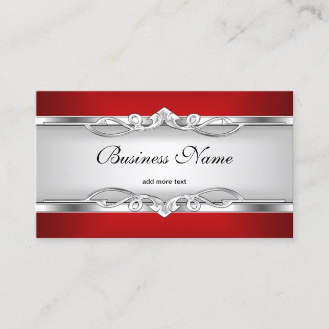 Red Metall Chrome Elegant White Stil Silver Visitkort (Framsida)