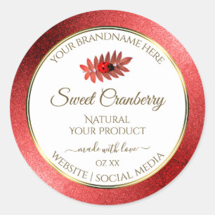 Red Metallic Glitter White Product Labels Ladybug Runt Klistermärke
