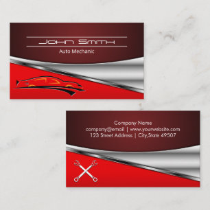 Red Metallic Industrial Background Automatisk ik Visitkort