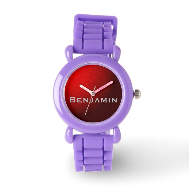 Red Metallic och Glitter Watch med Namn Armbandsur (Framsida)
